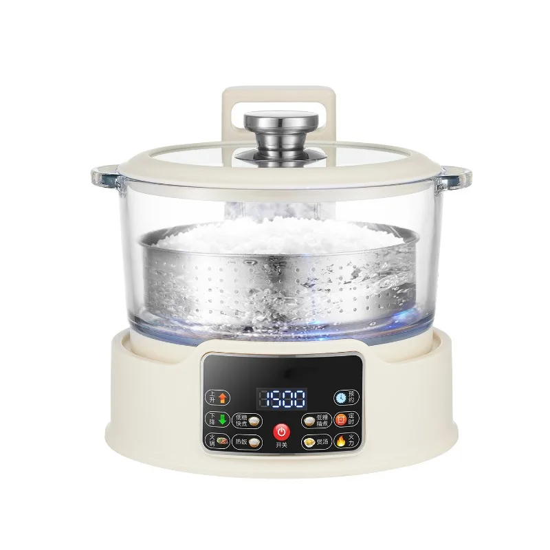 Cuiseur à Riz Low Sugar 1500W (3L)  Réducteur de Sucres avec Bol en Verre & Panier Inox